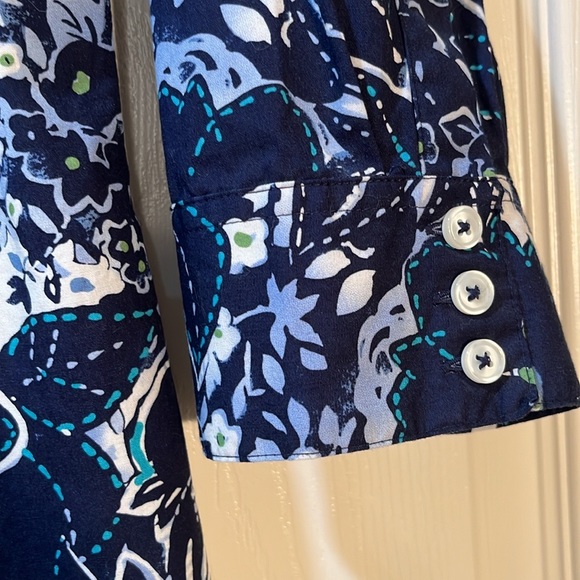 Van Heusen 100% Cotton 3/4 Sleeve Top with Adjustment Sleeve Multicolored Print - Picture 3 of 14